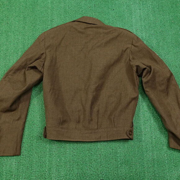 VINTAGE JACKET MANS WOOL SERGE OLIVE DRAB K 6628 1955 50s COAT 36 L NEEDS REPAIR - Picture 6 of 16